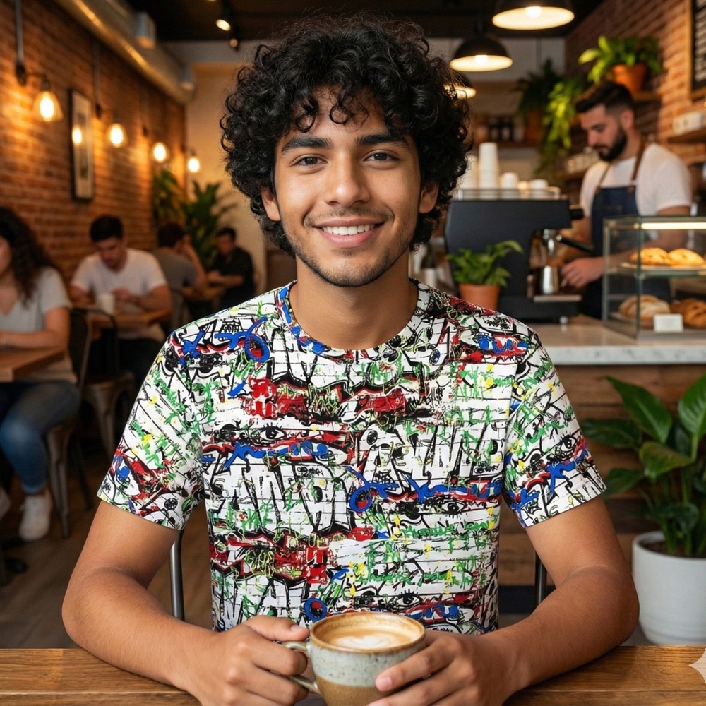 Graffiti Jersey Print Crew